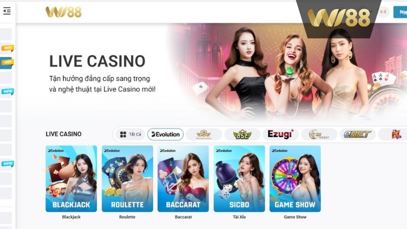 Các trò chơi tại Casino Wi88